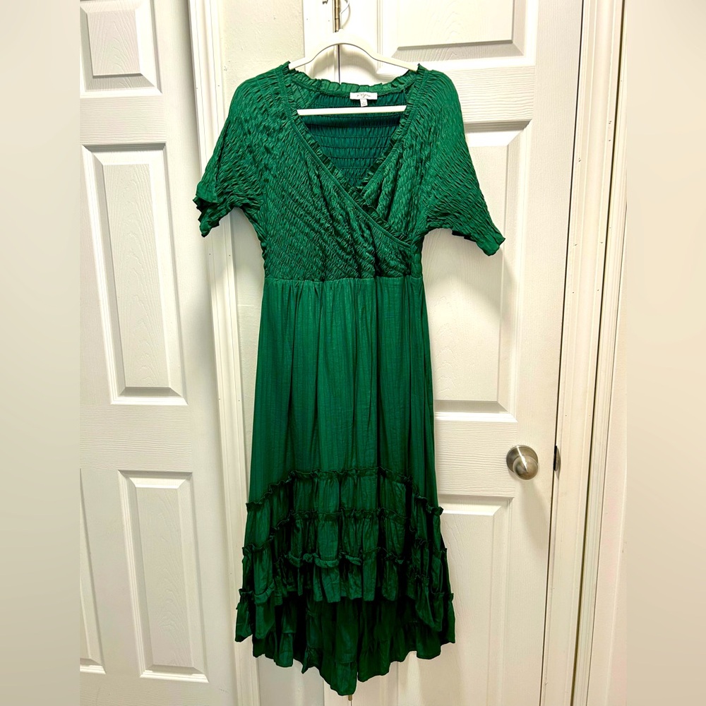 Emerald Green Asymmetrical Dress, Women’s Size Large